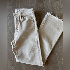 AG The Farrah Boot Crop High Rise Tan/ Sand Jeans -  Size 26 Frayed Hem
